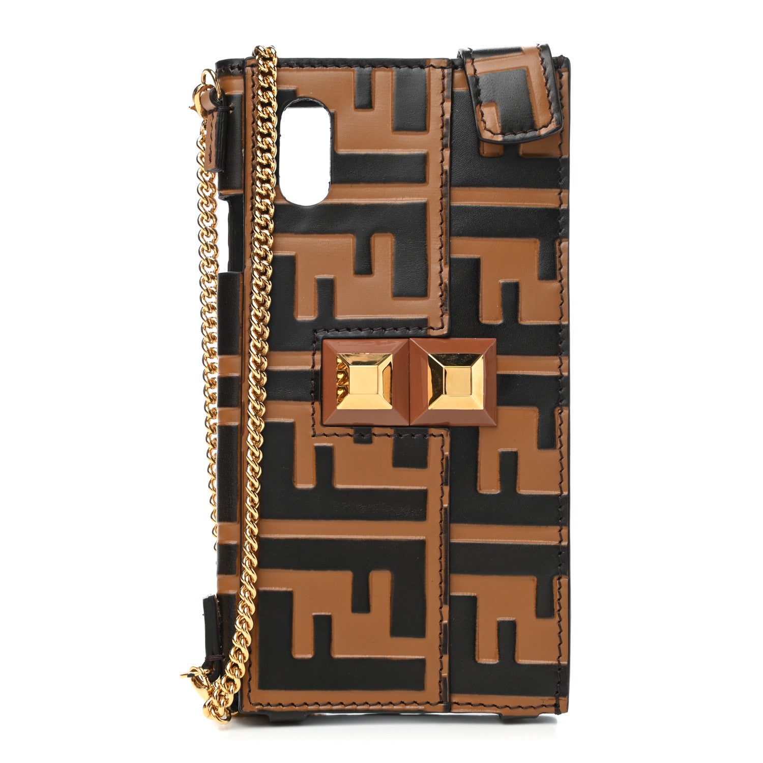 Fendi Calfskin FF Embossed IPhone X Case Tobacco 1 of 6