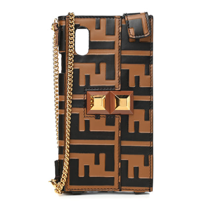 Fendi Calfskin FF Embossed IPhone X Case Tobacco 1 of 6