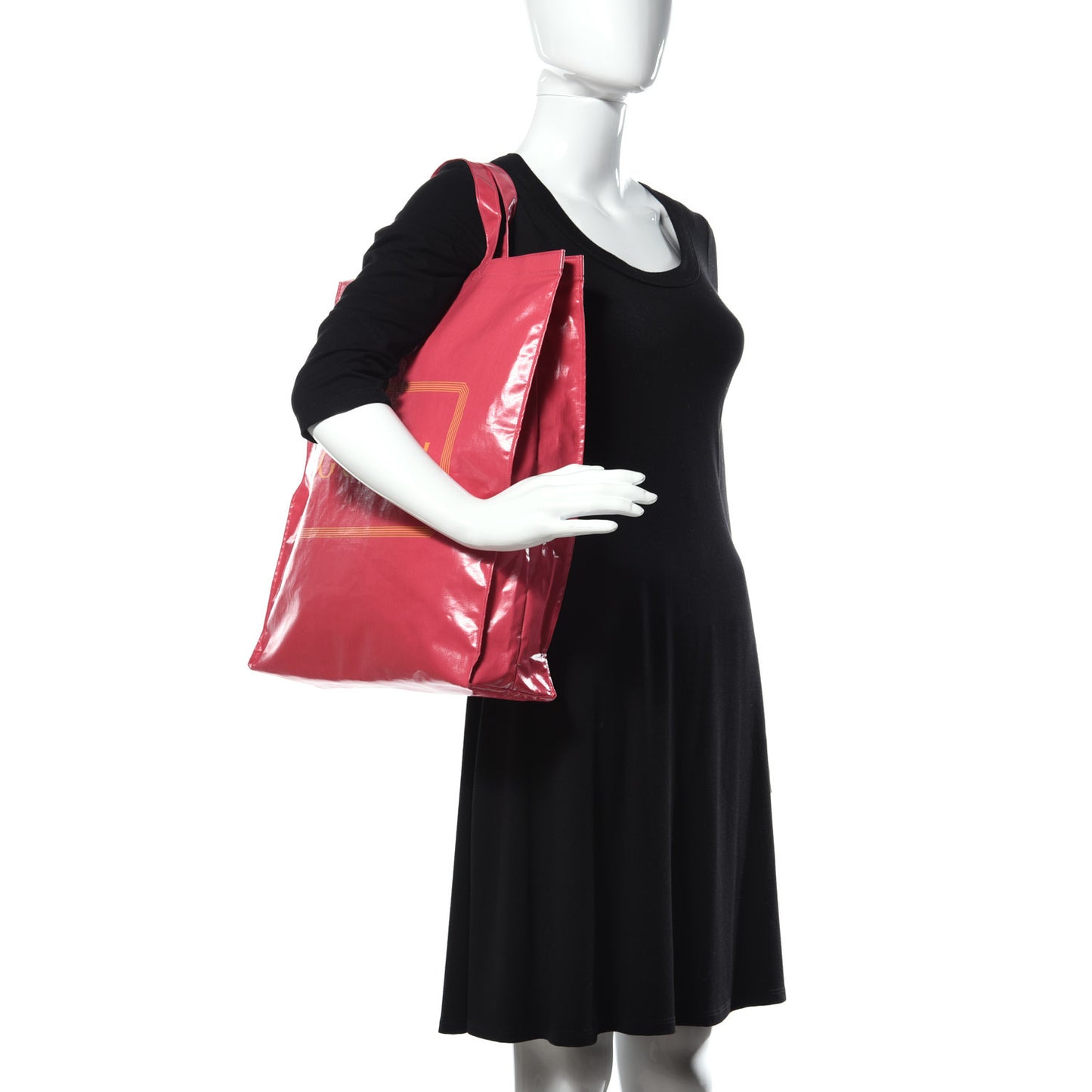 Patent Canvas Frame Logo Vertical Tote Glam Pink