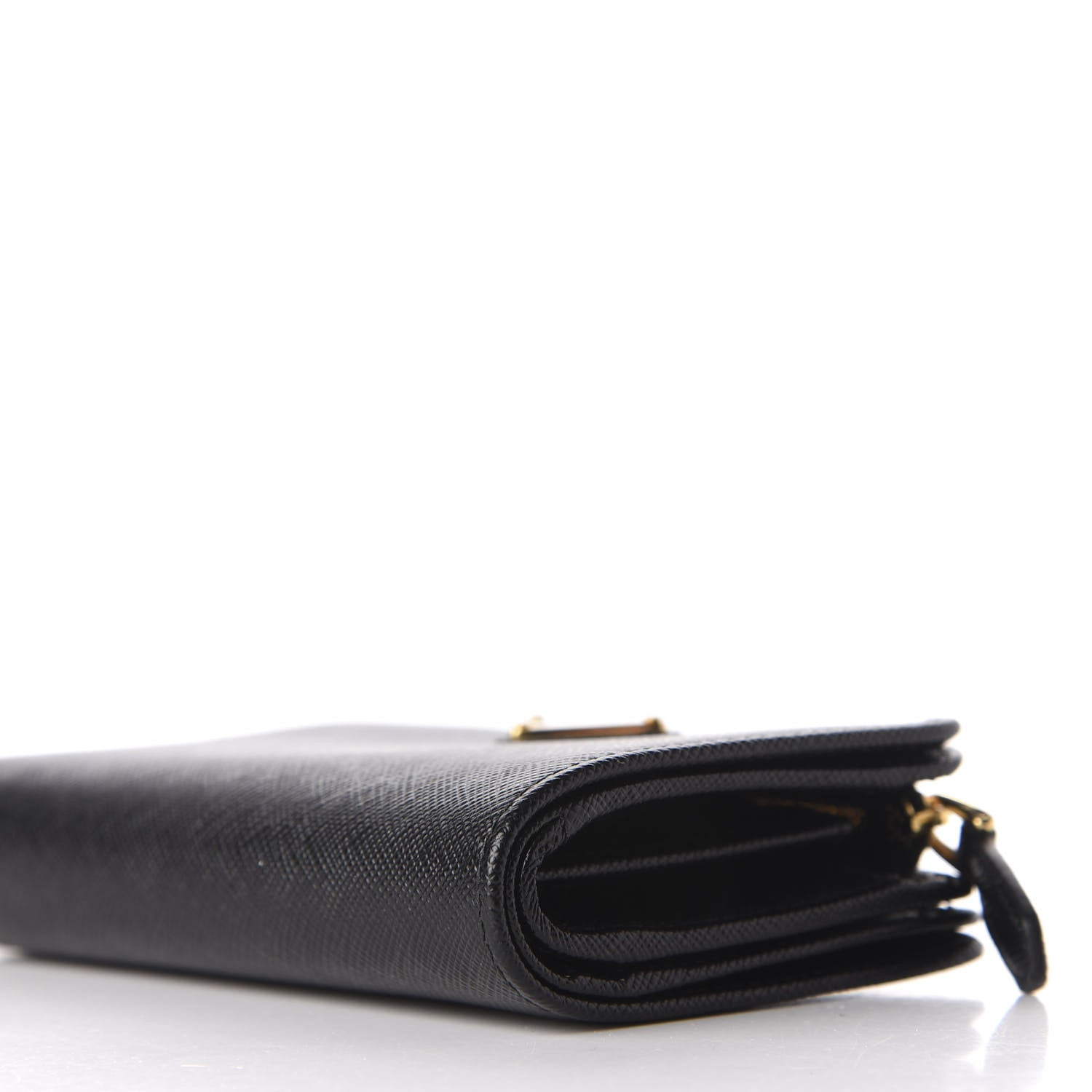 Prada Saffiano Triangle Compact Wallet Black 8 of 9