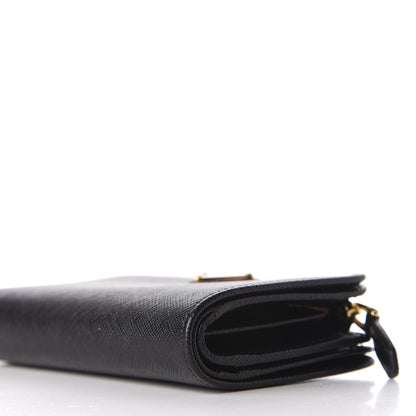 Prada Saffiano Triangle Compact Wallet Black 8 of 9