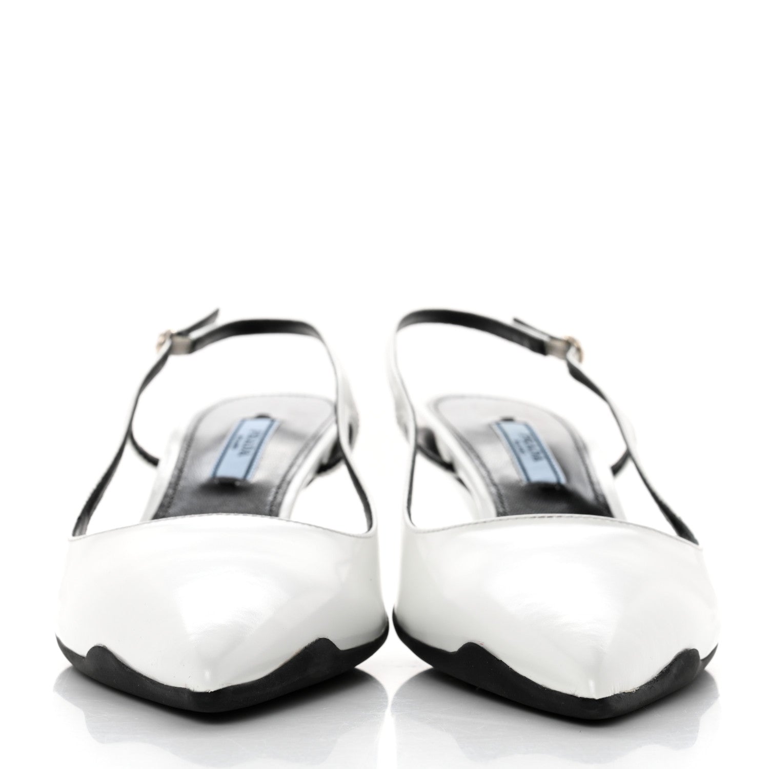 Prada Spazzolato Pointed Toe 55mm Slingback Pumps 38 White 2 of 9
