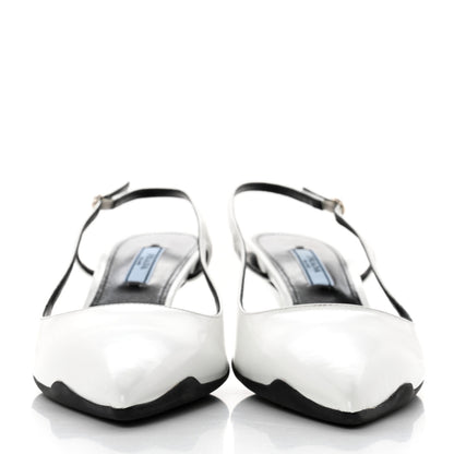 Prada Spazzolato Pointed Toe 55mm Slingback Pumps 38 White 2 of 9