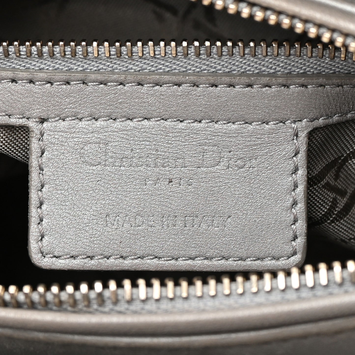 Metallic Lambskin Cannage Medium Lady Dior Silver