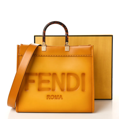 Fendi Vitello King Tamponato Plexiglass Medium Sunshine Shopper Tote Mimosa 11 of 11