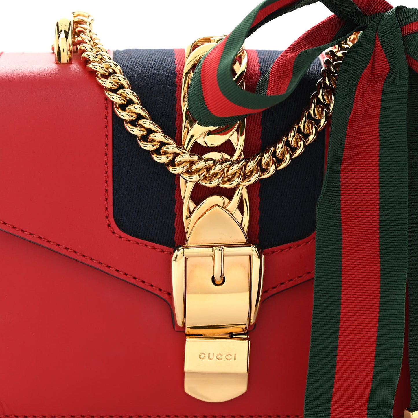 Calfskin Mini Sylvie Chain Shoulder Bag Hibiscus Red