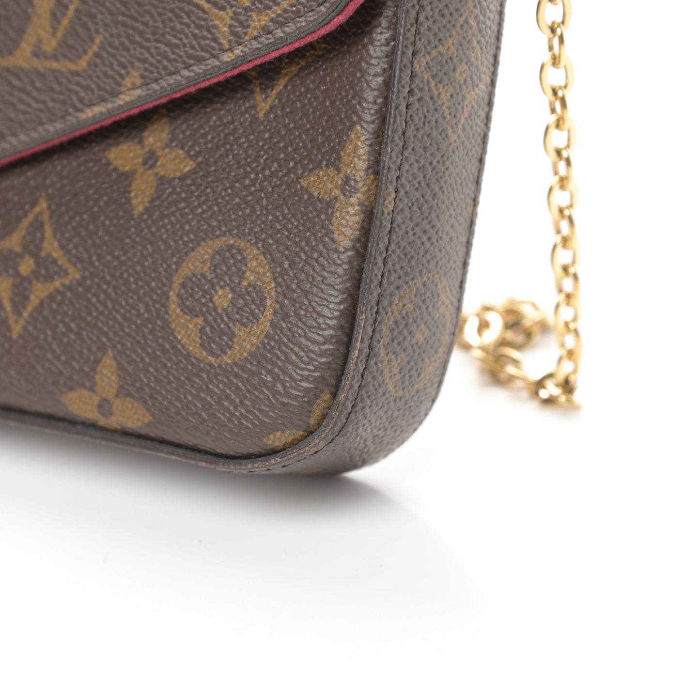 Monogram Pochette Felicie Chain Wallet Fuchsia