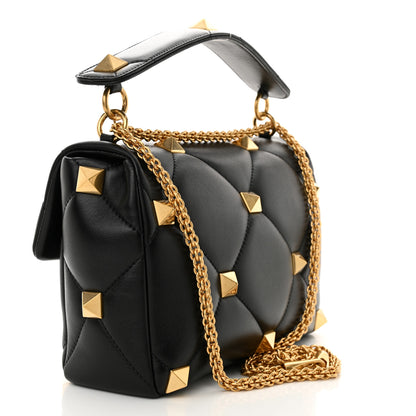 Valentino Garavani Nappa Large Roman Stud Shoulder Bag Black 3 of 10