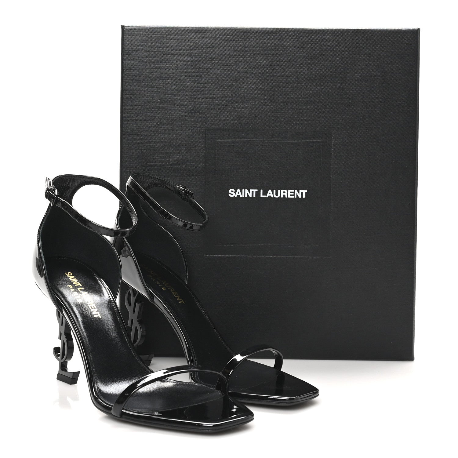 Saint Laurent Patent Calfskin Opyum 85 Sandals 37 Black 9 of 9