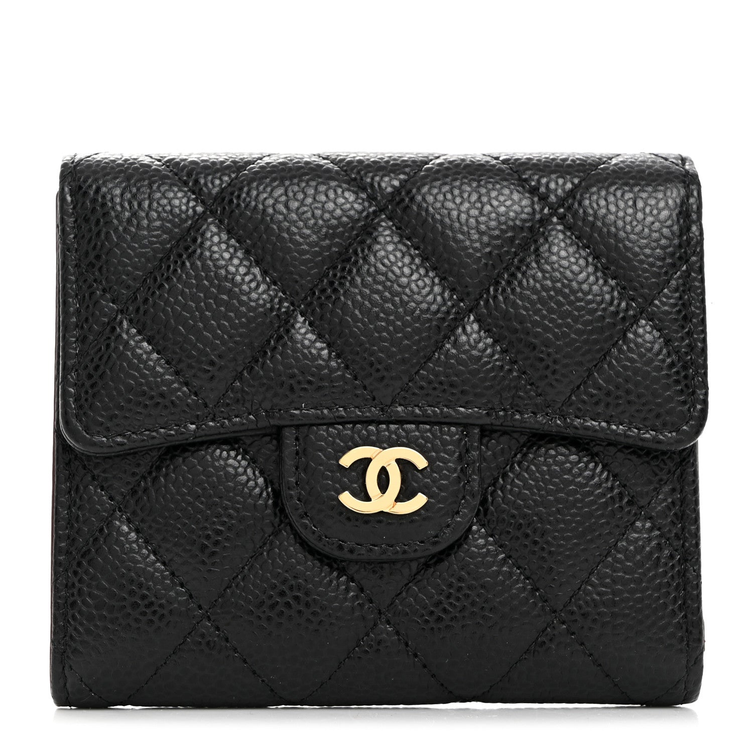 Chanel Caviar Quilted Compact Flap Wallet Black 1 of 8