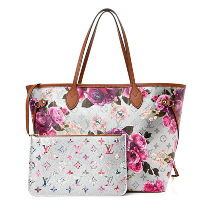Louis Vuitton Metallic Monogram LV Garden Neverfull MM Silver 1 of 10