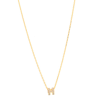 Hermes Lacquered Gold Mini Pop H Pendant Necklace Beige De Weimar 1 of 5