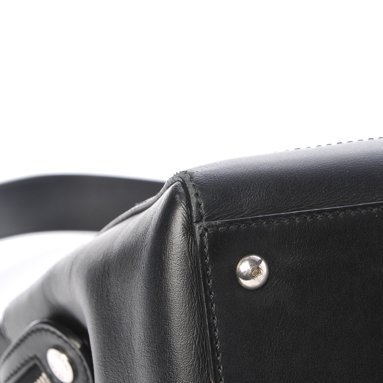 Fendi Vitello Baltico Dolce DotCom Satchel Black Blue Royal 12 of 16