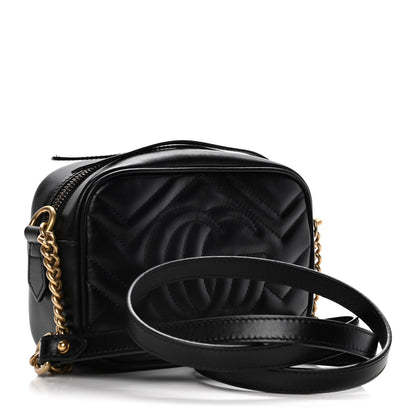 Gucci Calfskin Matelasse Mini GG Marmont Chain Shoulder Bag Black 3 of 16
