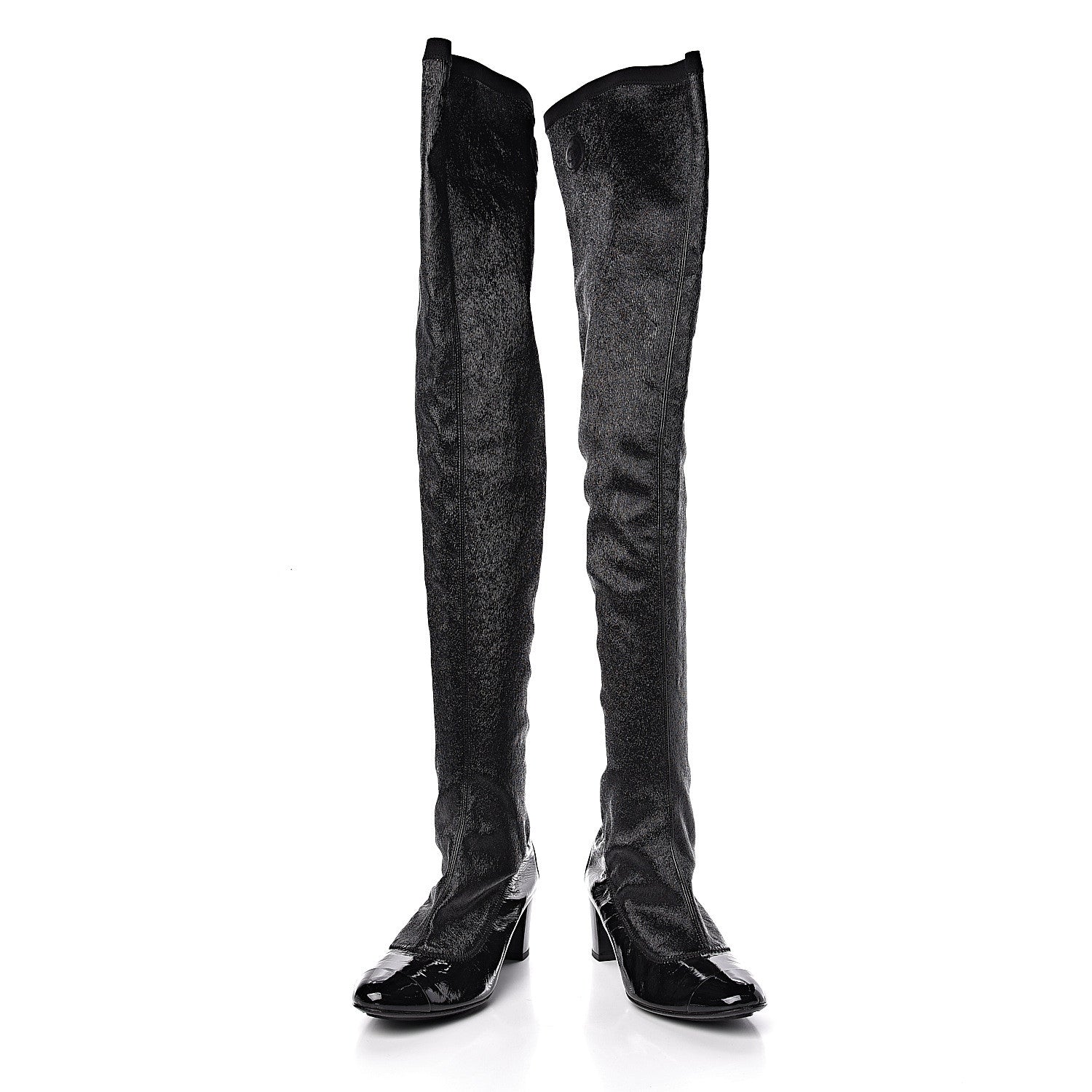 Chanel Patent Over The Knee Boots 38.5 Black 6 of 8