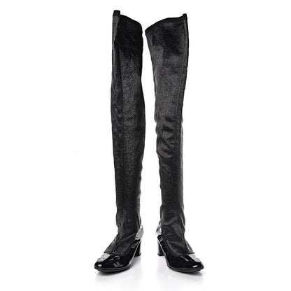 Chanel Patent Over The Knee Boots 38.5 Black 6 of 8