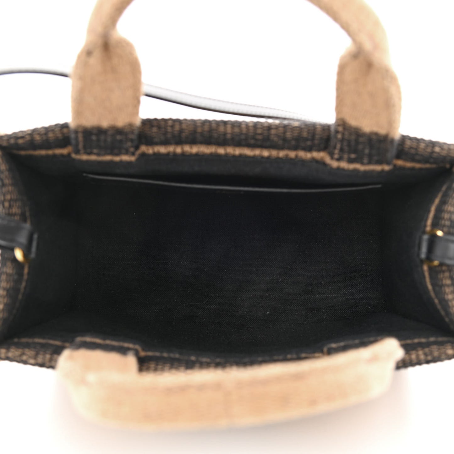 Canvas Calfskin Small Cabas Thais Beige Black