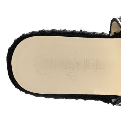 Chanel Tweed CC Slip On Espadrilles 37 Black Silver 10 of 15