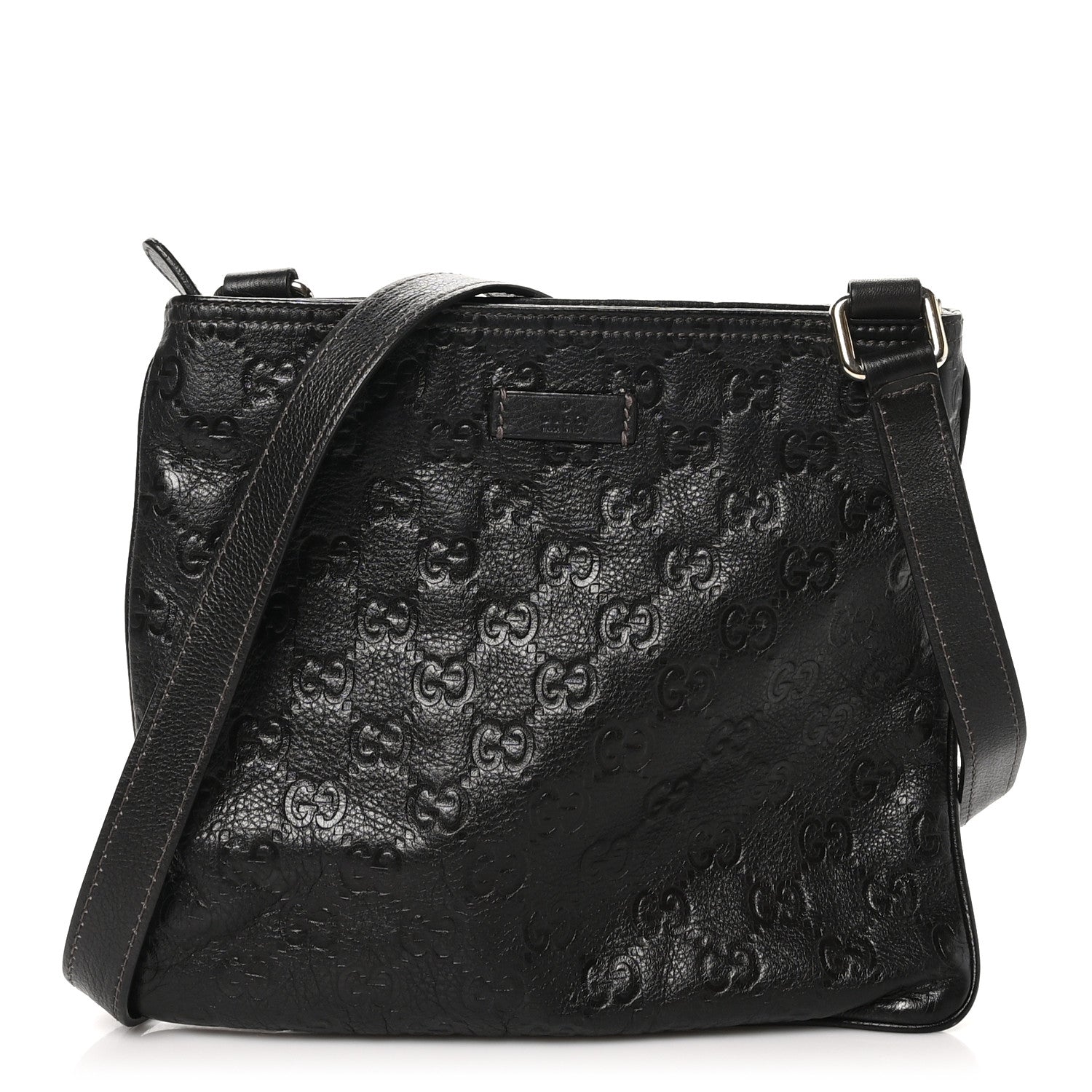 Gucci Guccissima Small Flat Messenger Bag Dark Brown 1 of 10