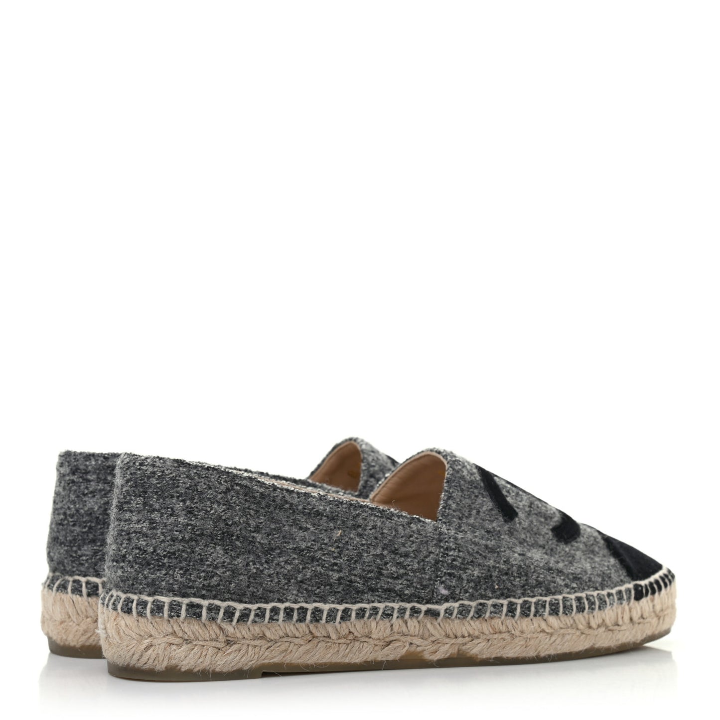 Tweed Velvet CC Espadrilles 38 Grey Black