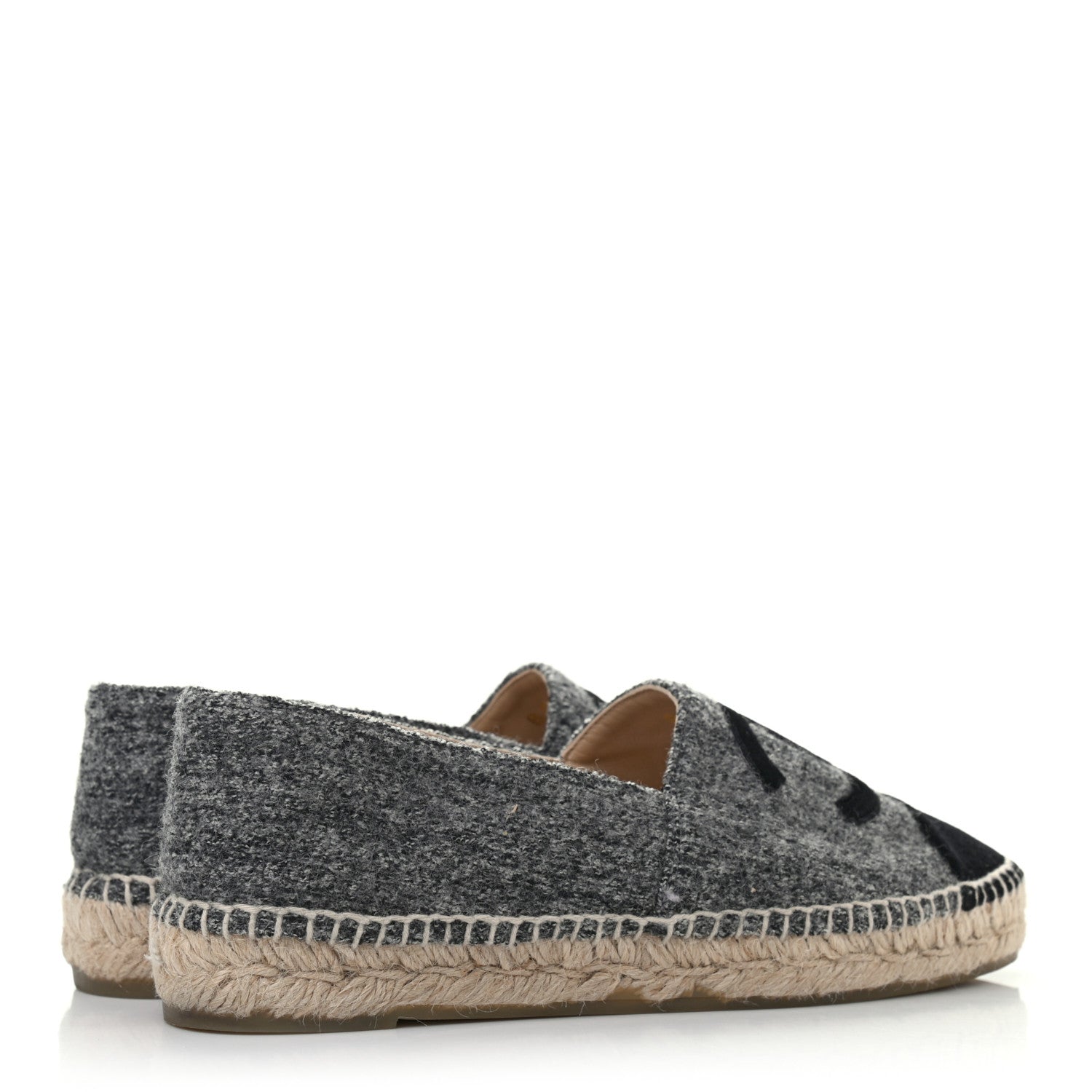 Chanel Tweed Velvet CC Espadrilles 38 Grey Black 3 of 6
