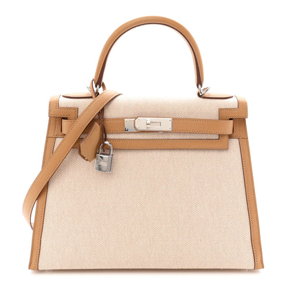 Hermes Toile H Swift Kelly Sellier 28 Ecru Biscuit 1 of 11