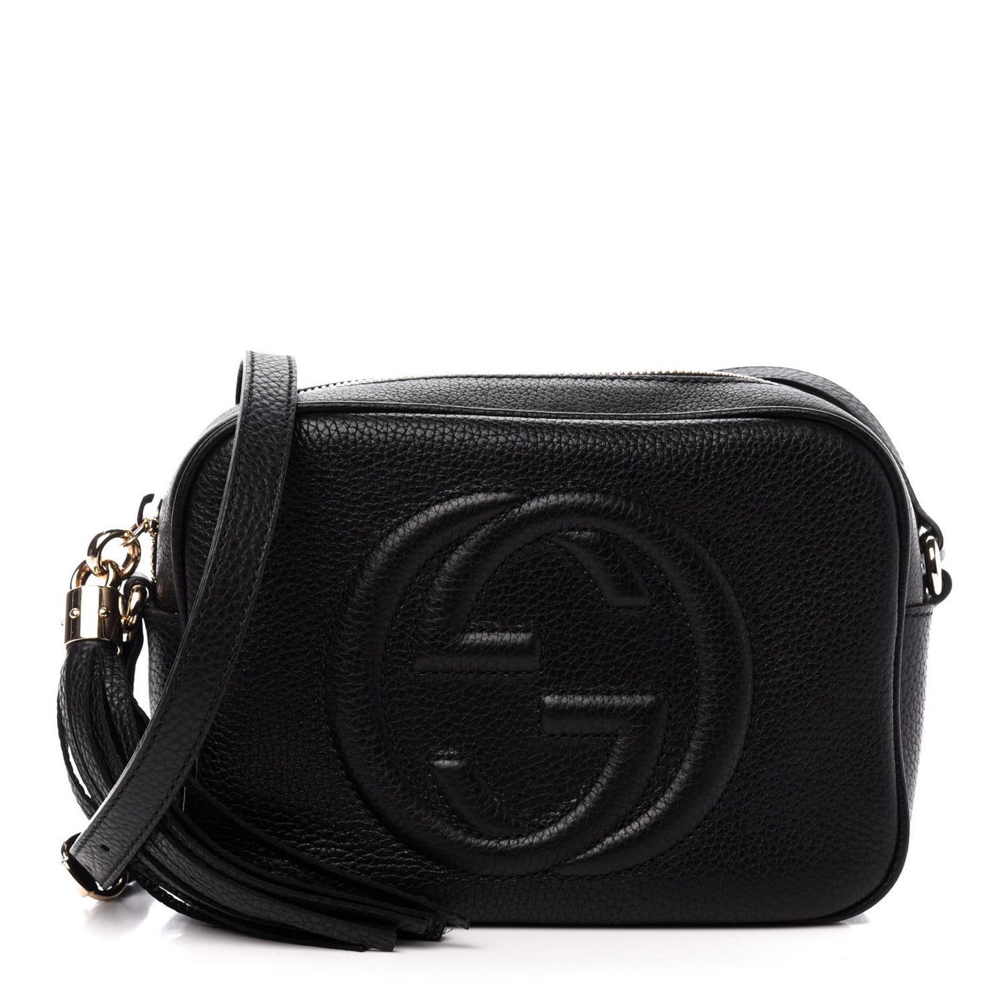 Pebbled Calfskin Small Soho Disco Bag Black