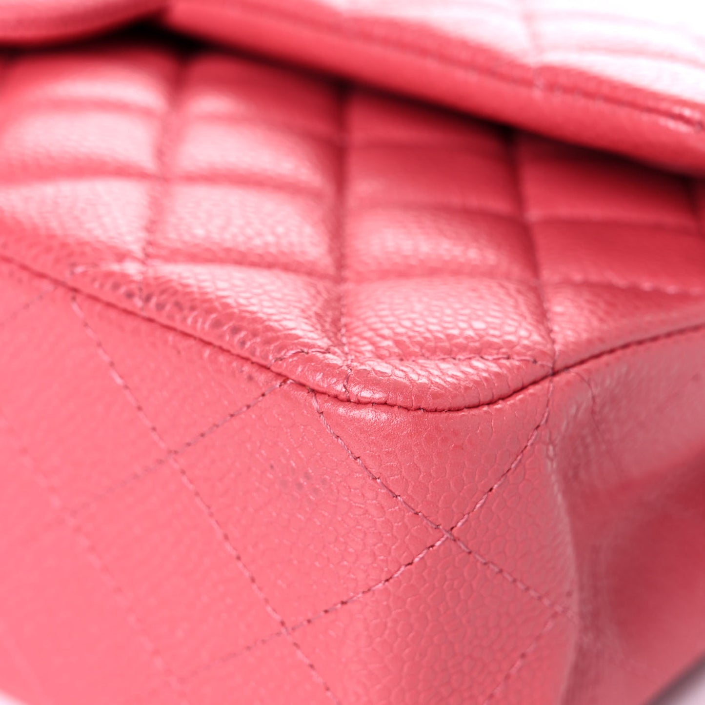 Metallic Caviar Quilted Medium Double Flap Pink