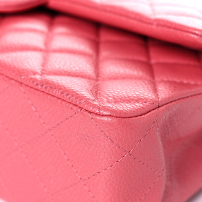 Chanel Metallic Caviar Quilted Medium Double Flap Pink 9 of 13