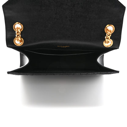 Saint Laurent Grain De Poudre Textured Mixed Matelasse Triquilt Medium Monogram Satchel Black 5 of 8