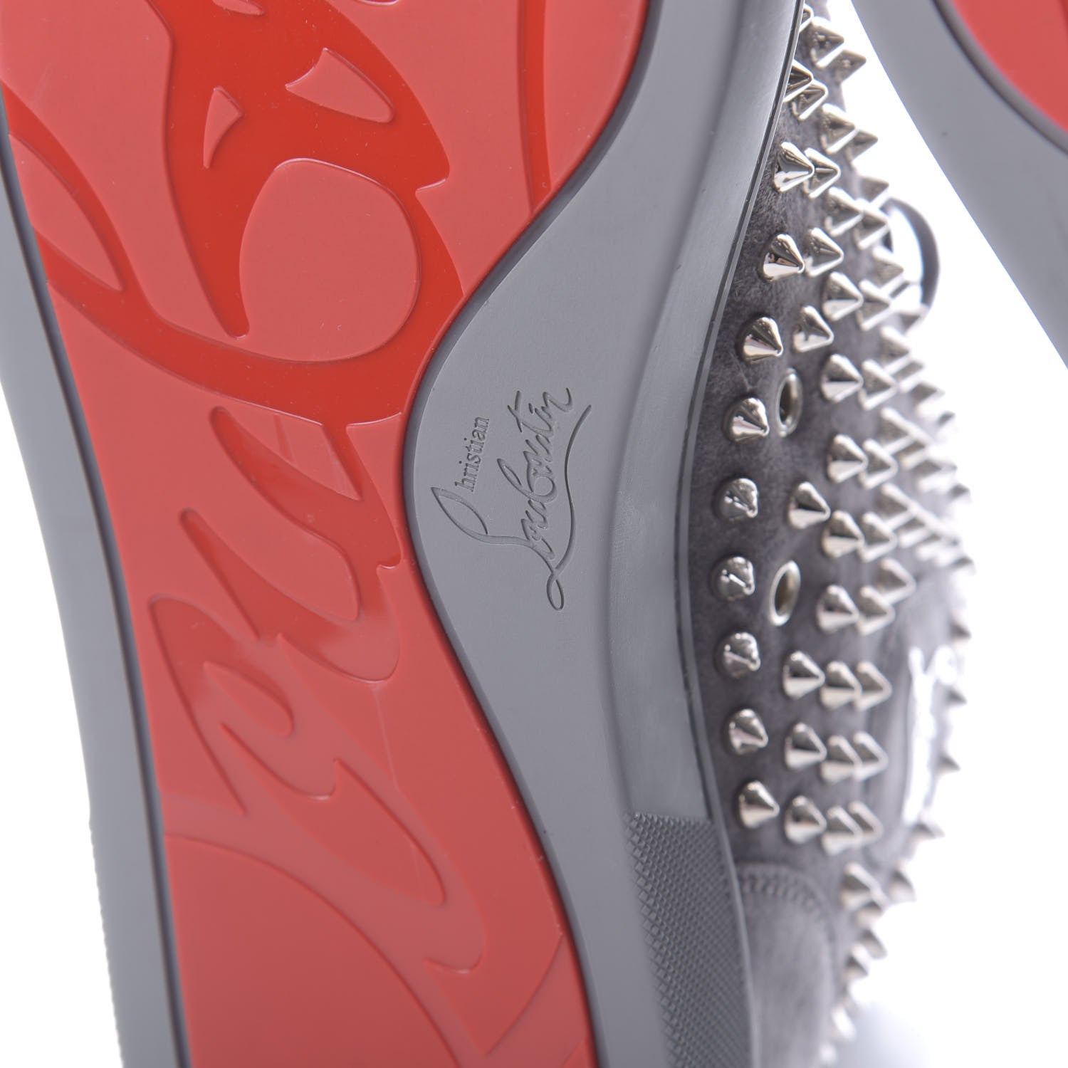 Christian Louboutin Veau Velours Mens Louis Spikes Flat Sneakers 46 Squale 8 of 9