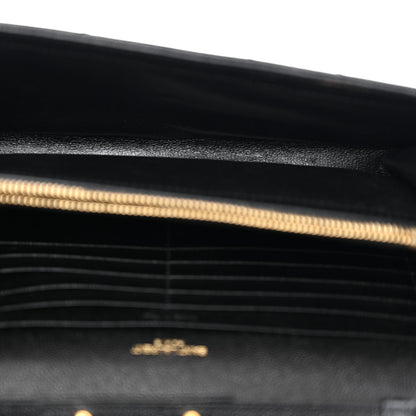 Saint Laurent Grain De Poudre Matelasse Chevron Monogram Chain Wallet Black 5 of 11