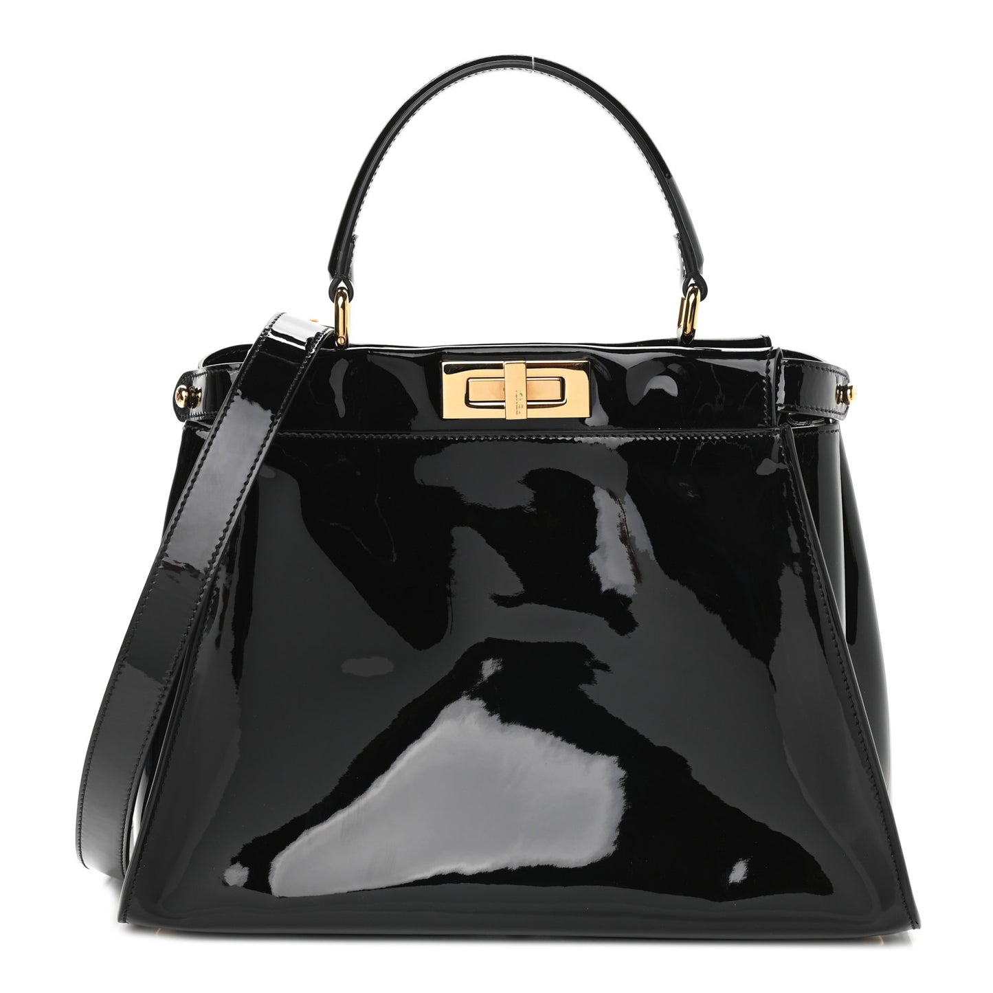 Patent Medium Peekaboo Iconic Defender Satchel Black