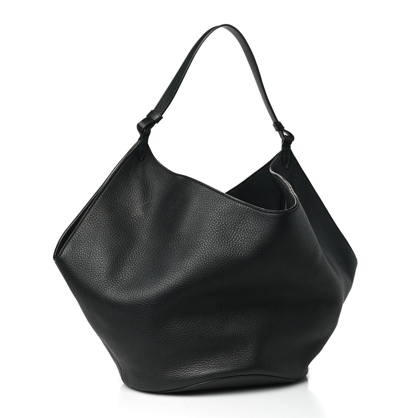Pebbled Sport Calfskin Medium Lotus Tote Black