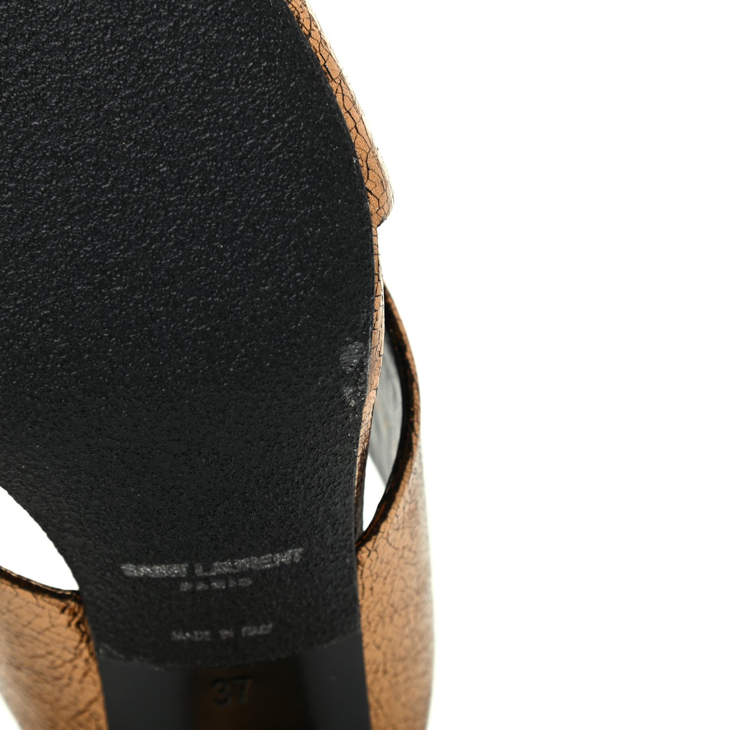 Metallic Calfskin Mule Sandals 37 Chestnut