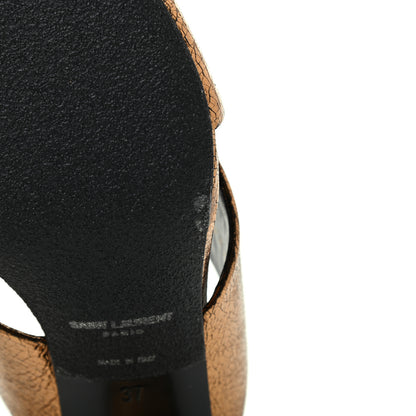 Saint Laurent Metallic Calfskin Mule Sandals 37 Chestnut 9 of 10