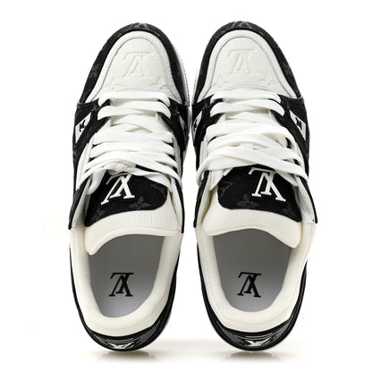 Louis Vuitton Calfskin Embossed Monogram Denim Womens LV Trainer Sneakers 41 Black 41 Black 2 of 9
