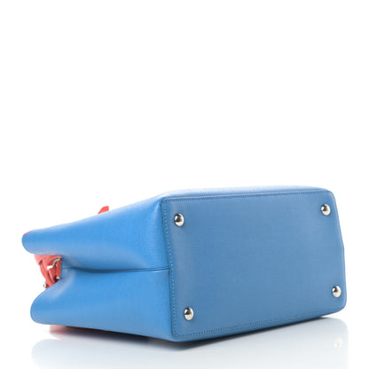 Fendi Vitello Elite Monster Petite 2Jours Tote Blue Royal Papavero Multicolor 4 of 12