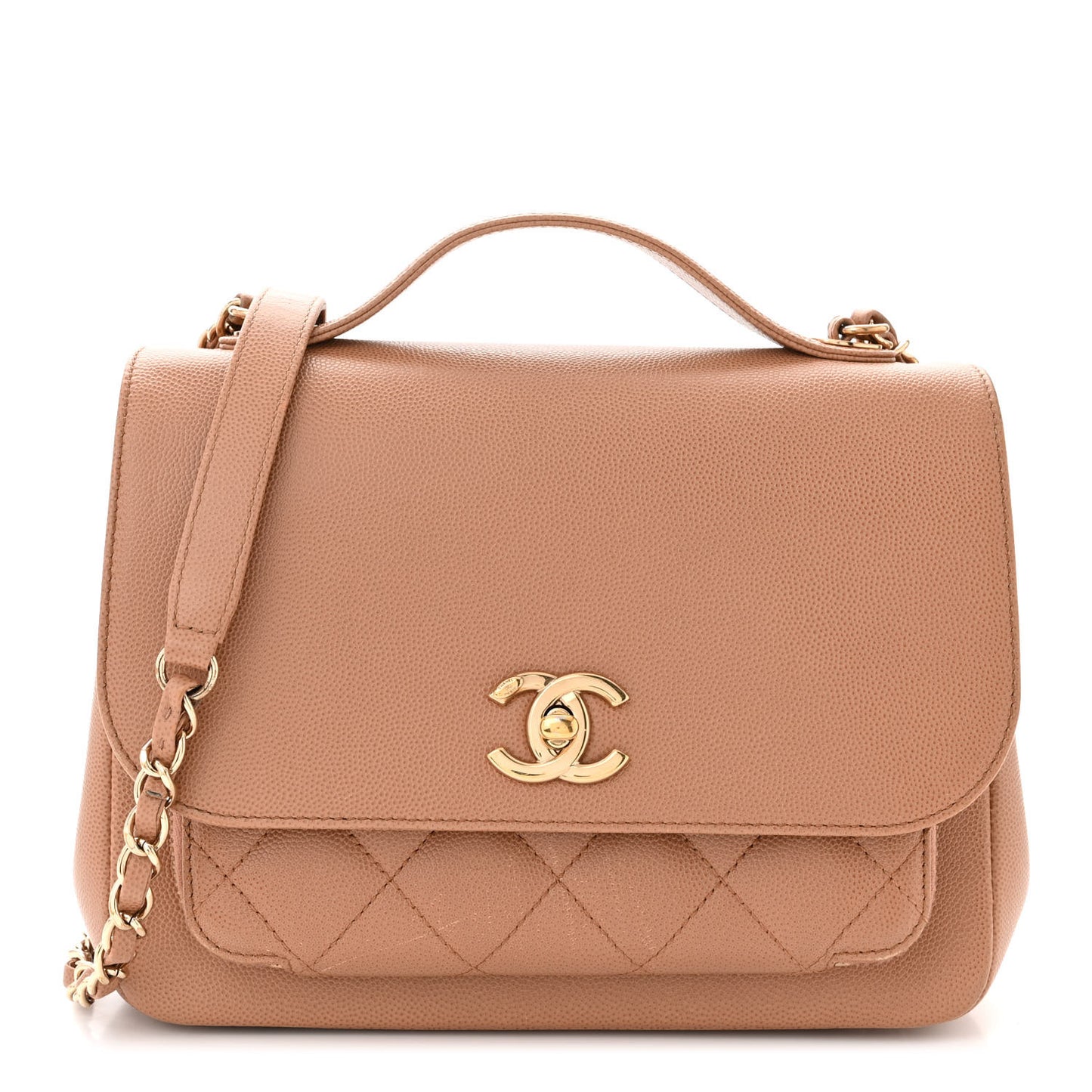Caviar Quilted Medium Business Affinity Flap Beige