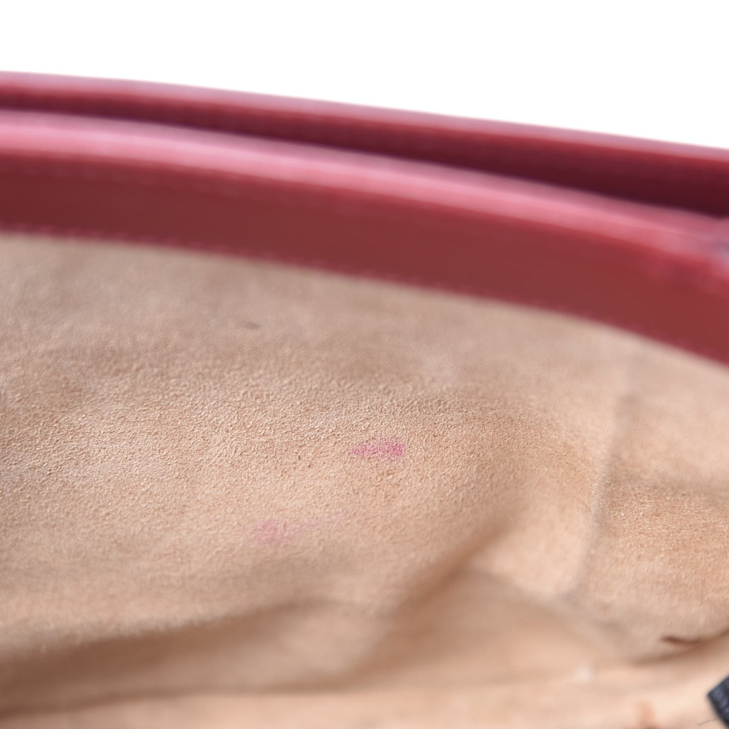 GG Supreme Monogram Azalea Calfskin Horsebit 1955 Shoulder Bag Beige Ebony New Cherry Red