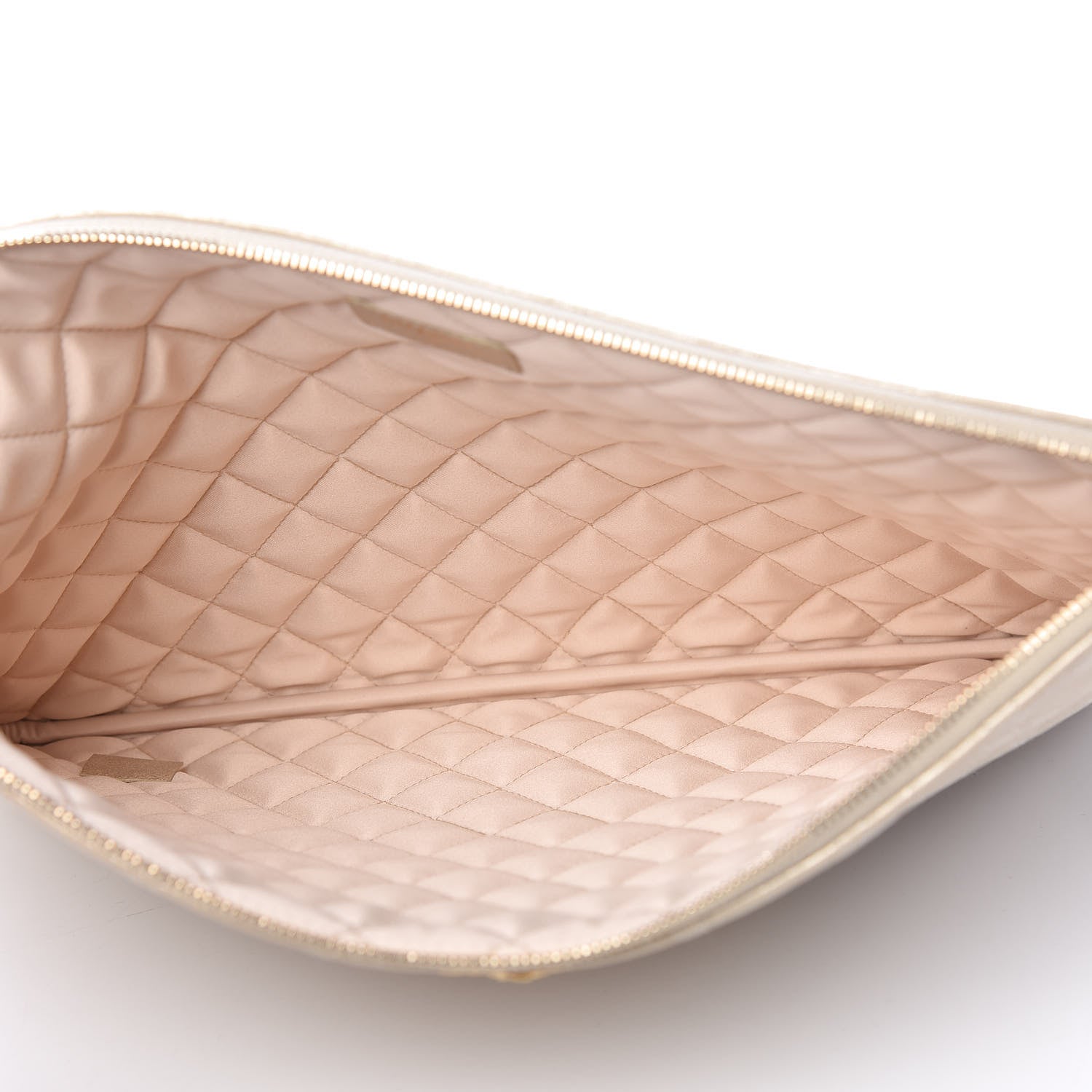 Chanel Metallic Calfskin Quilted Large Cosmetic Case Light Gold 6 of 11