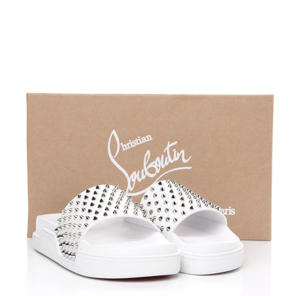 Christian Louboutin Calfskin Donna Studded Pool Fun Platform Flat Slide Sandals 41.5 White 8 of 8
