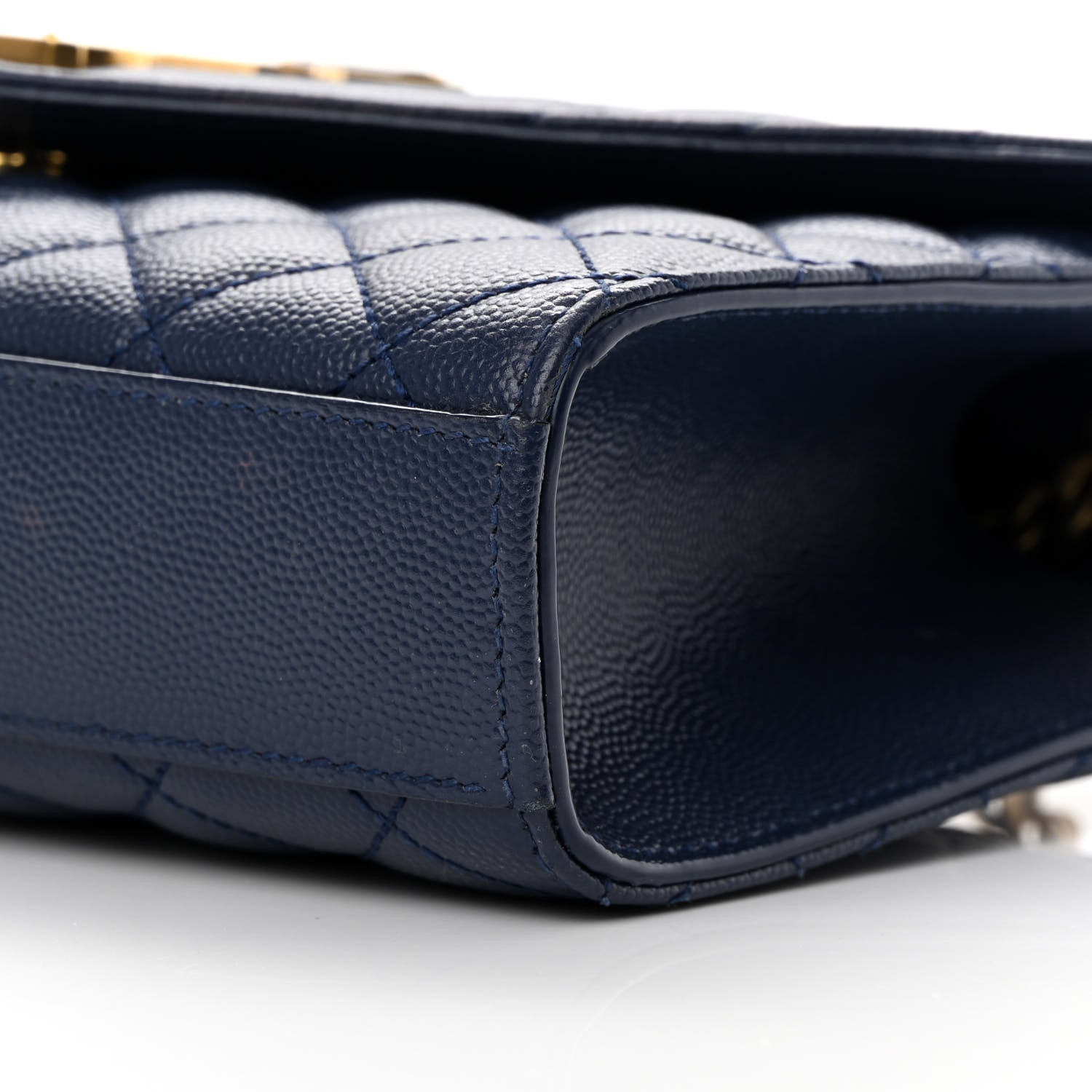 Saint Laurent Grain De Poudre Textured Mixed Matelasse Triquilt Small Monogram Satchel Blue 9 of 11