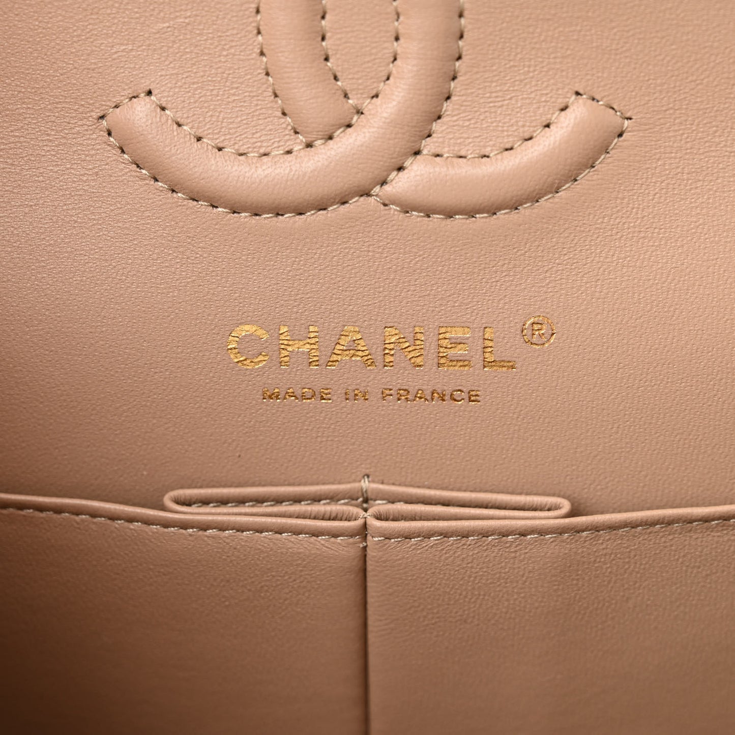 Caviar Quilted Small Double Flap Dark Beige