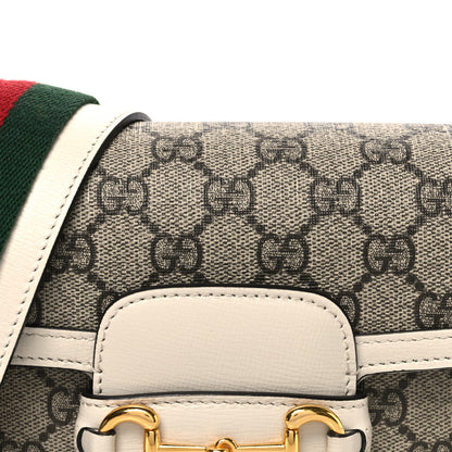 Gucci GG Supreme Monogram Web Mini Horsebit 1955 Shoulder Bag Beige Mystic White 8 of 10