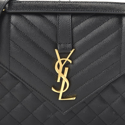 Saint Laurent Grain De Poudre Textured Mixed Matelasse Triquilt Medium Monogram Satchel Black 9 of 10