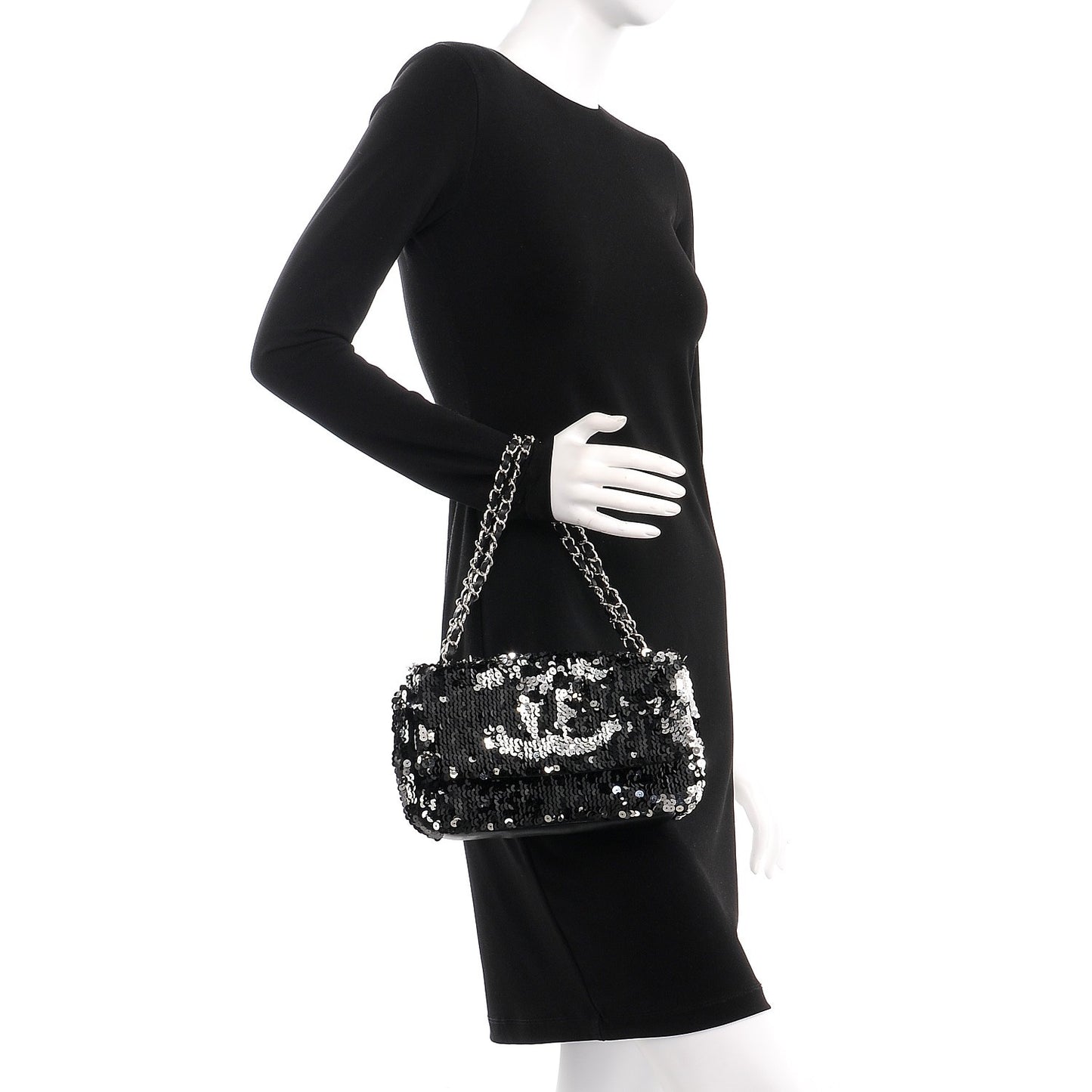 Sequin Summer Night Flap Black Silver