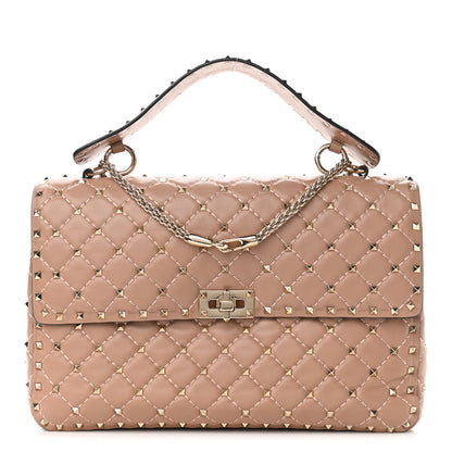 Valentino Garavani Nappa Large Rockstud Spike Shoulder Bag Soft Noisette 1 of 9