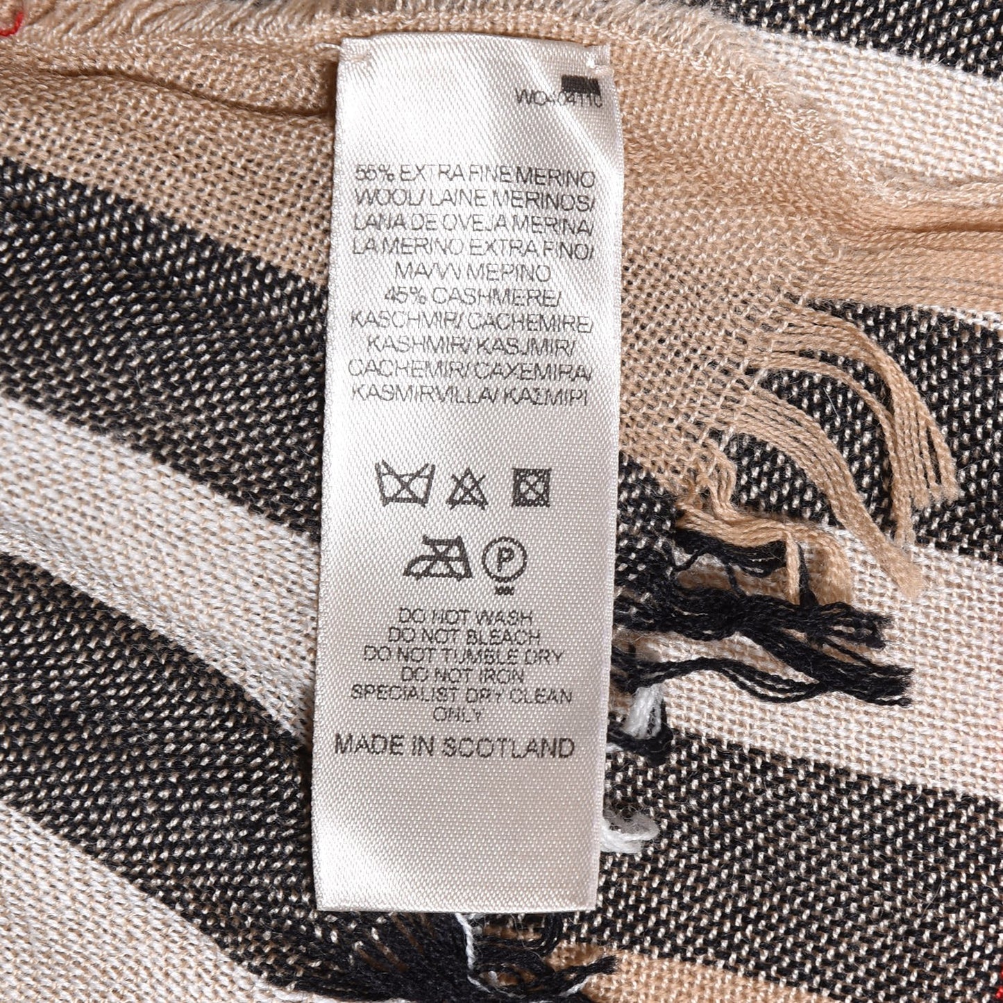 Merino Wool Cashmere Giant Check Lightweight Scarf Camel