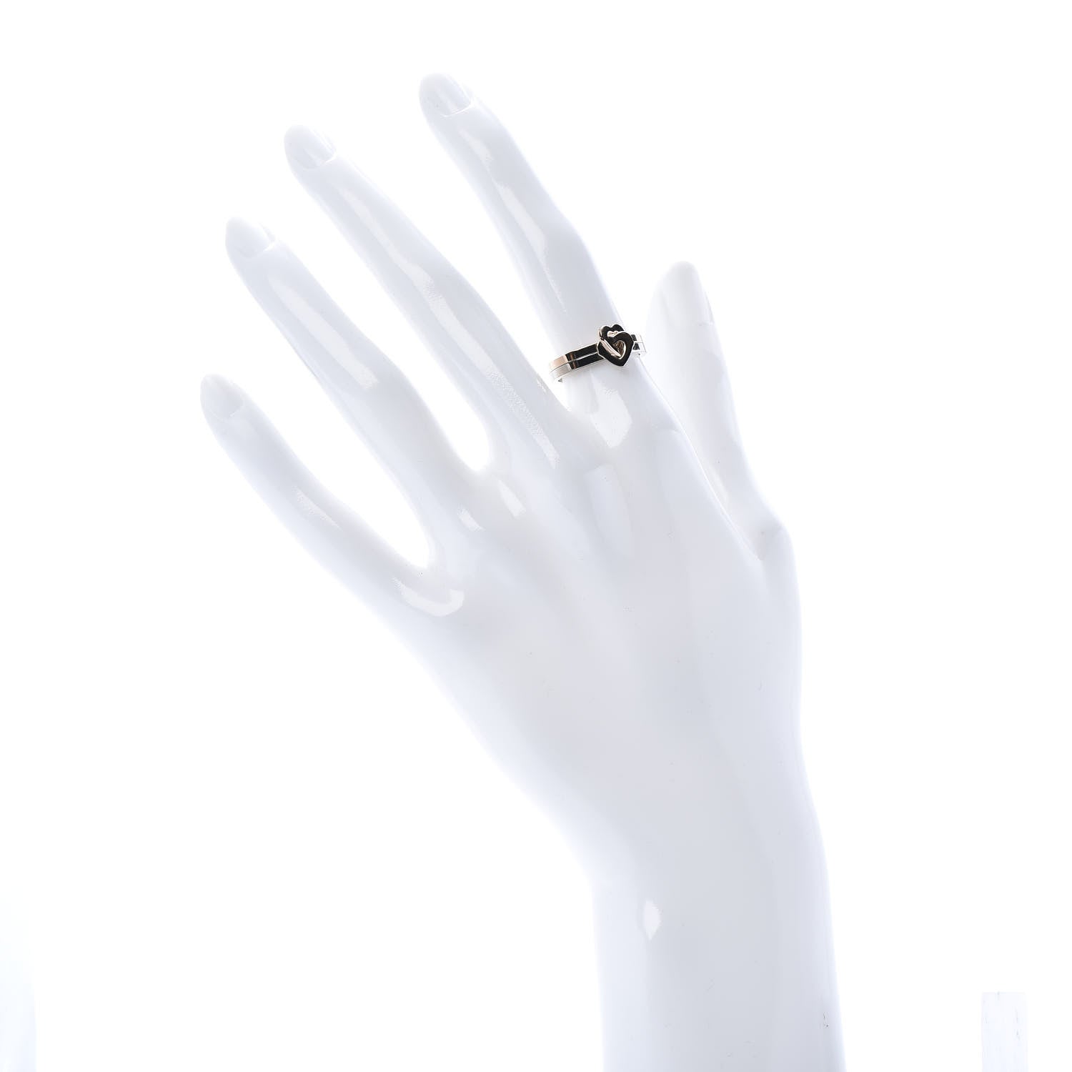 Cartier 18K White Pink Gold Double Heart Ring 50 5.25 2 of 6